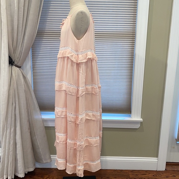 NWT Amy Lou Paris Peach Tiered Long Swing Dress - Picture 3 of 7